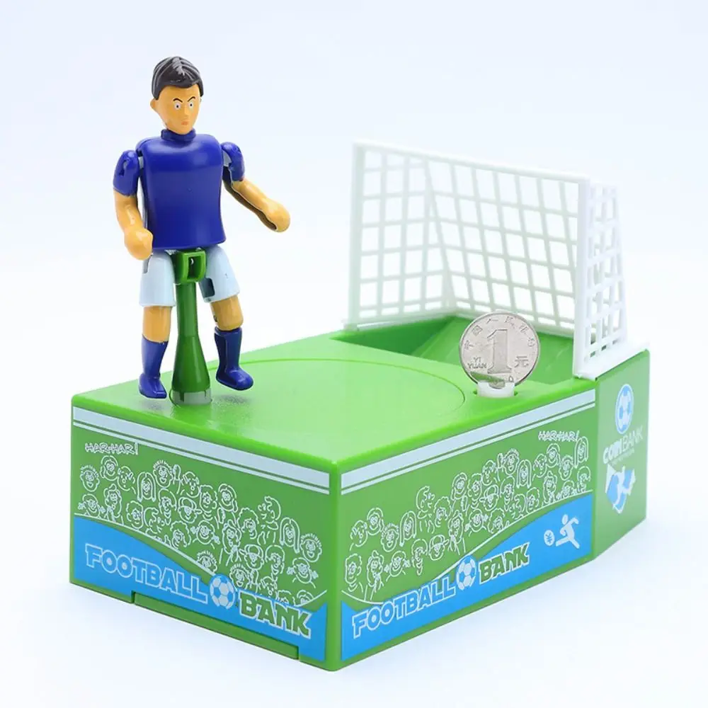 Football Player Soccer Piggy Bank Electronic Storage Box Football Field Coin Bank Goal Kicking Cartoon Soccer Coin Holder