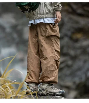 Men's Spring and Autumn New Waterproof Hip Hop Mountaineering Pants Casual Harajuku Work Pants Black Cargo Outwear Pants 6