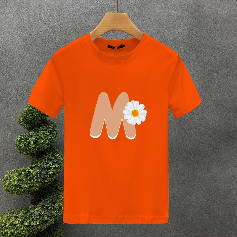 T-shirt uomo 100% cotone con stampa floreale e lettere a maniche corte_voghion.com