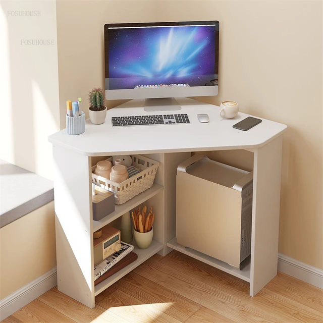Escritorio de esquina para computadora, multifuncional, de madera maciza,  para el hogar, oficina, estación de trabajo, dormitorio, sala de estar,  mesa