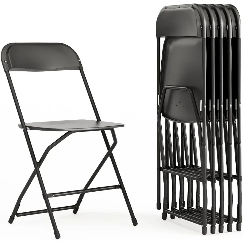 Plastic Folding Chairs for Parties and Weddings, Stackable Commercial Event Seats with 650-lb, Set of 6