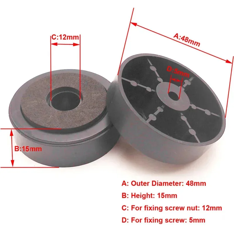 CY 8개 48mm 앰프 스피커 HiFi 오디오 장비 절연 발 패드 (블랙)
