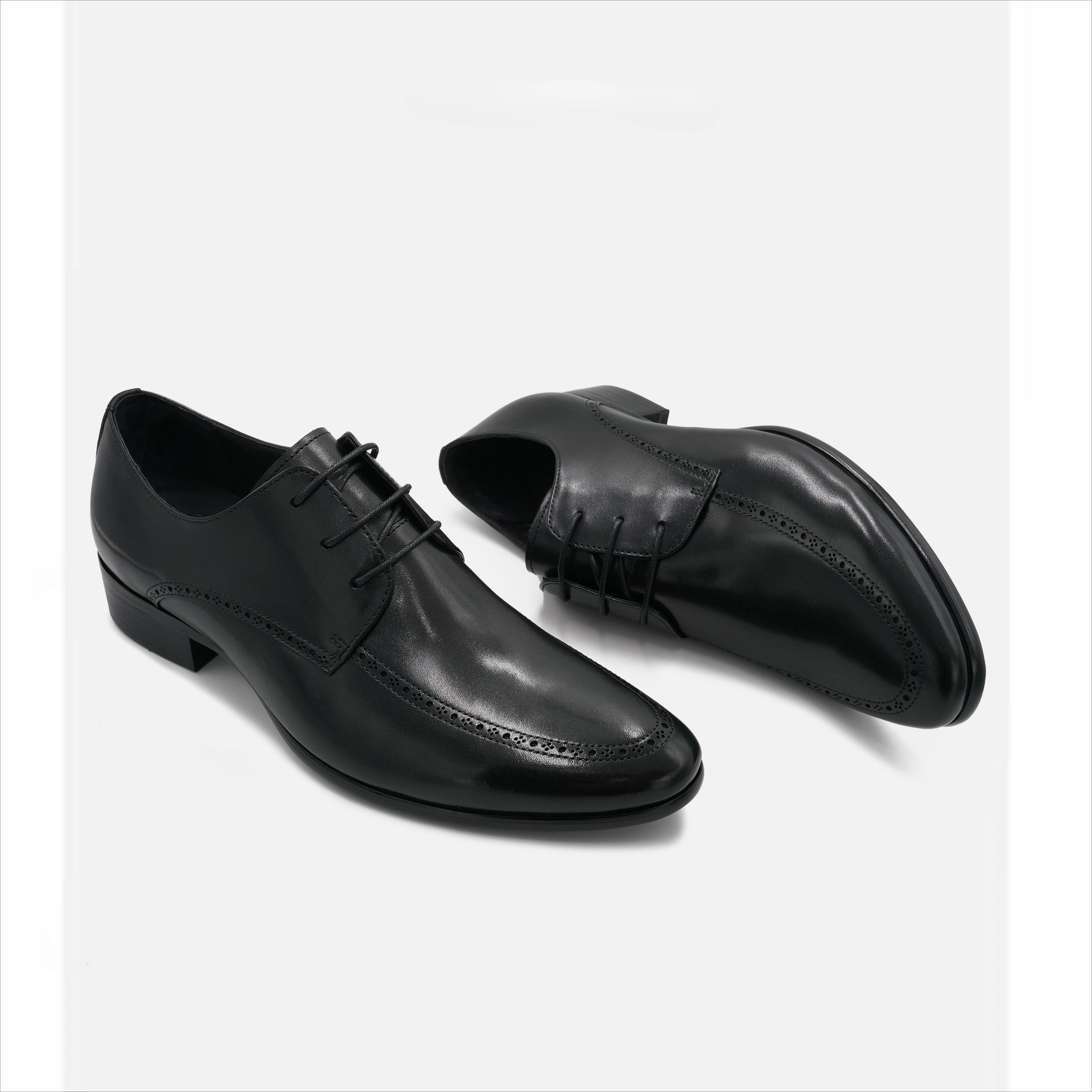 Spring New Men's Business Dress Shoes Leather Pointed Lace Up Casual Shoes 2