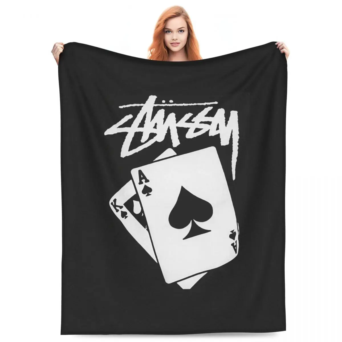 S-Stussy Logo Coperta Flanella Primavera Autunno Traspirante Coperte Super Calde Per Copriletto Camera Da Letto