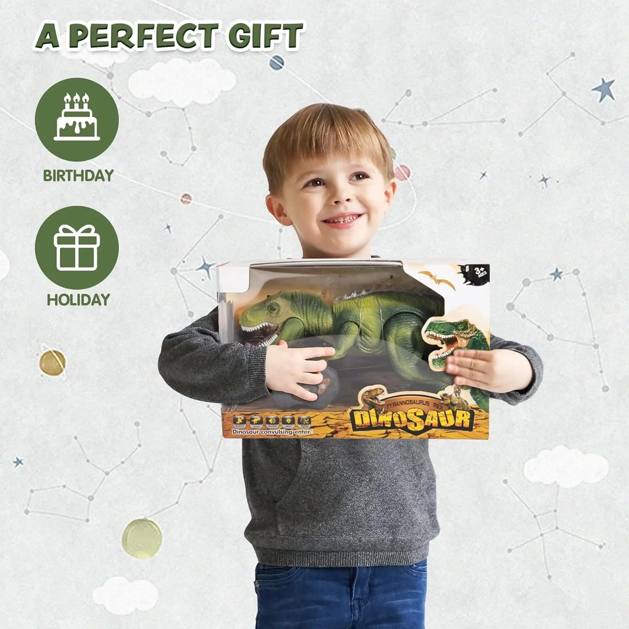 Joyfy Remote Control Walking Dinosaur Big T rex Dinosaur Robot Toy with Light Sound Electric Animal for Kids Best Birthday Gift 2