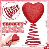 Red Mini Valentine Day Tree Topper Glitter Heart Shape Tree Hat Valentines Decorations Home Decoration Chic Hanging Decorations 2