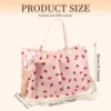 Tote Bag Cute Strawberry Patched Purse for Women Fabric Large Capacity Tote Purse Enduring Tote Bag with Adjustable Shoulder 4