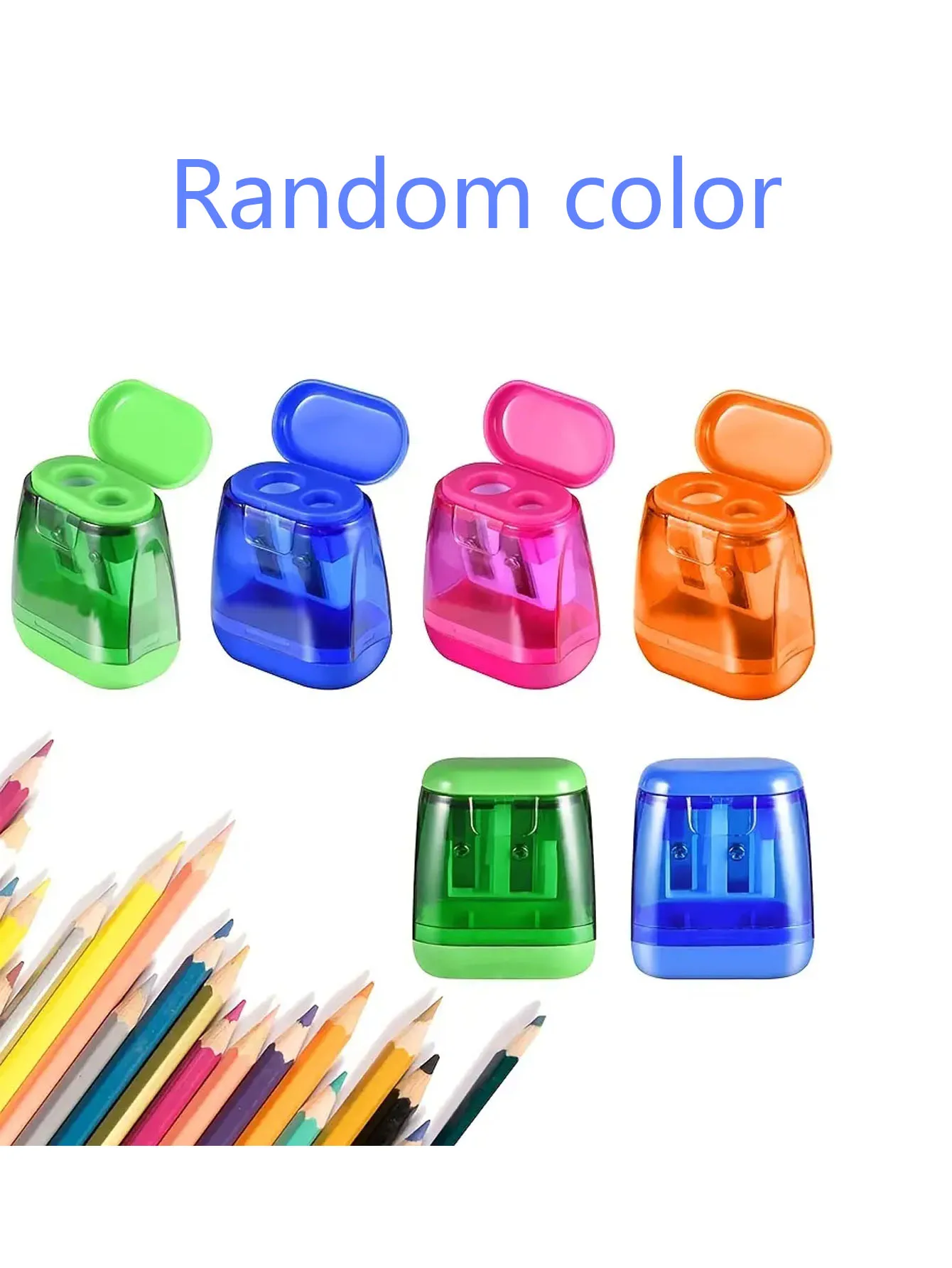 A color random student two-hole pencil sharpener for children's school supplies - a must-have for starting school 1