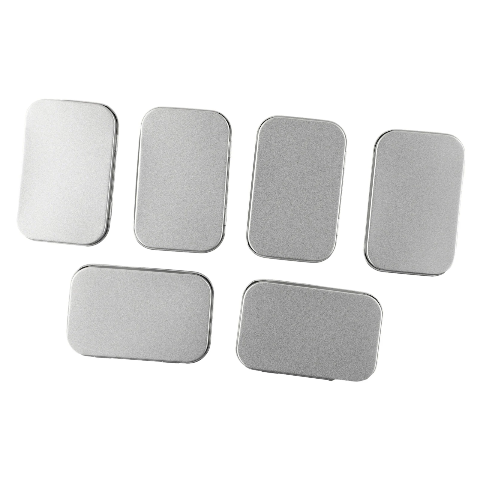 

6Pcs Metal Box Tin-Plated Container Empty Hinged Lid Small Empty Storage Box Tinplate Push Organizer Candy Pill Cases