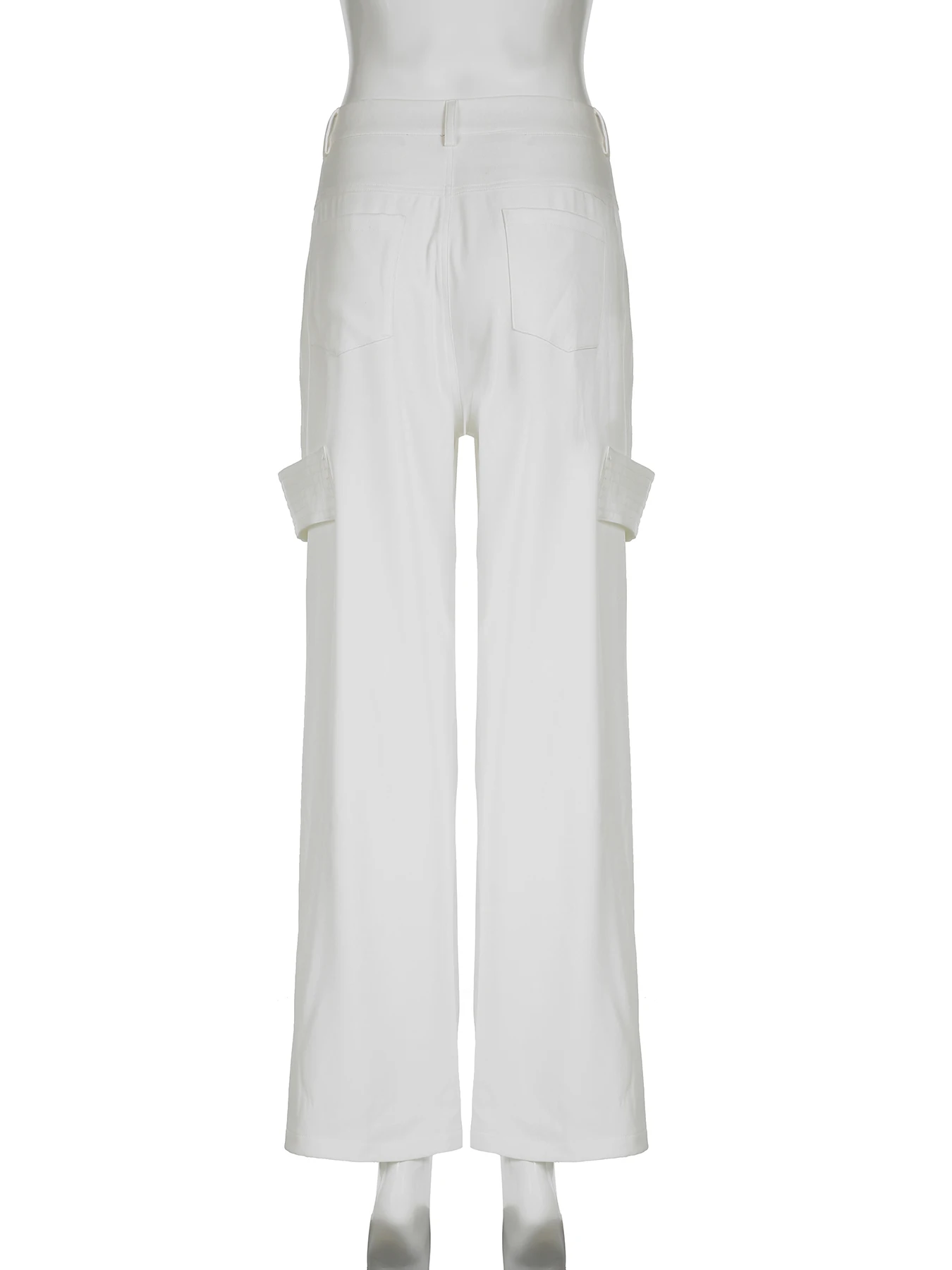 IAMSURE Safari Style Casual Big Pockets Wide Leg Pants Basic Loose Mid-Waisted Pants Women 2024 Summer Fashion Streetwear Ladies