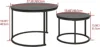Round Coffee Tables Set of 2 End Table,Coffee Nesting Tables,Living Room Table Wooden Accent Metal Frame,Easy Assembly 2