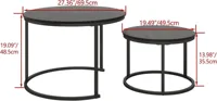 Round Coffee Tables Set of 2 End Table,Coffee Nesting Tables,Living Room Table Wooden Accent Metal Frame,Easy Assembly 2