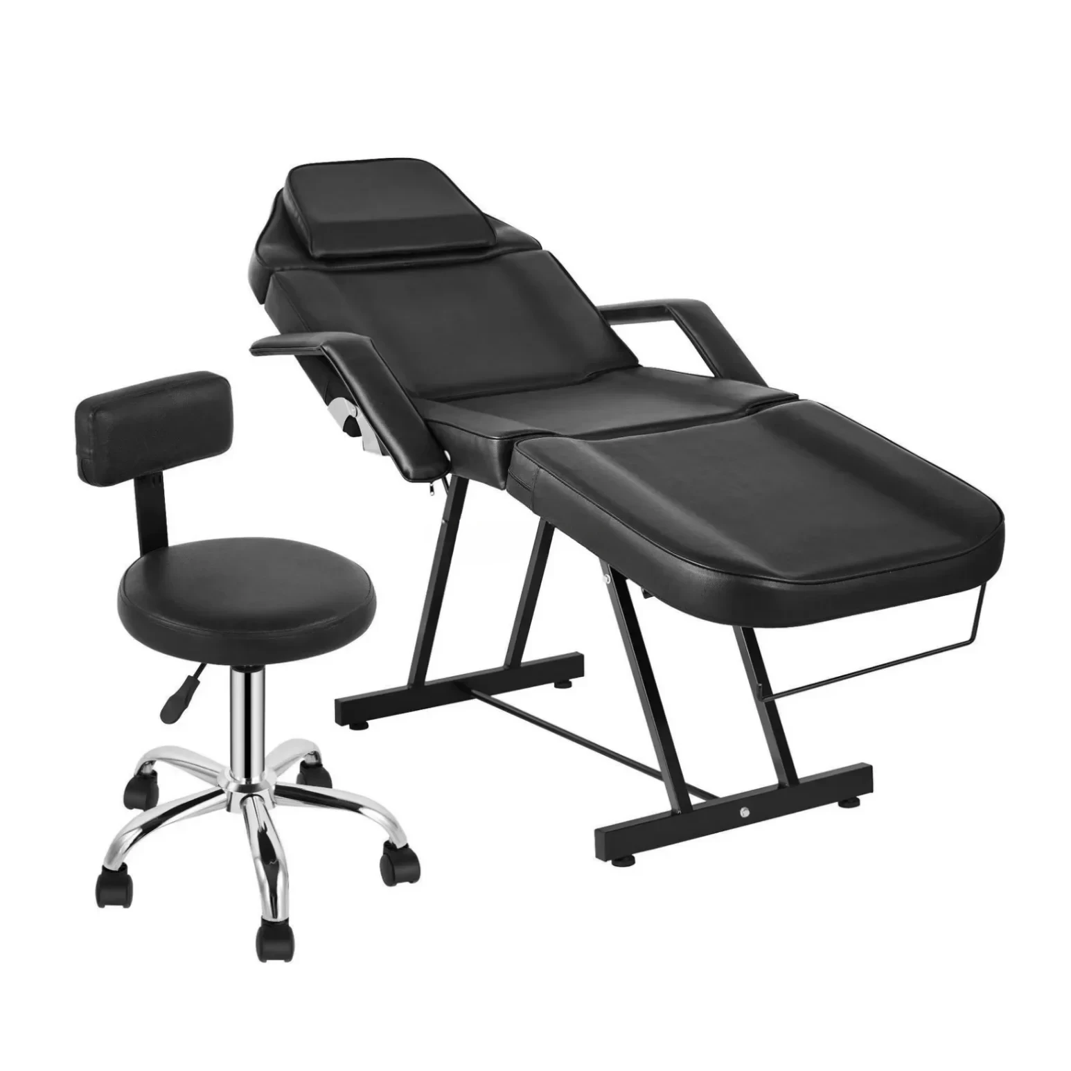 Portable Beauty Bed for Home Use Massage Bed with Technician Chair  Comfortable 4-fold Barber Chair Beauty Chair 2