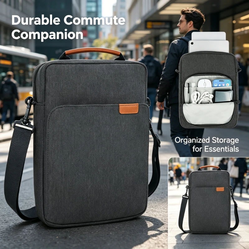 Compact Waterproof Shoulder Bag for Tablets - Durable Crossbody Handbag with Protective Storage