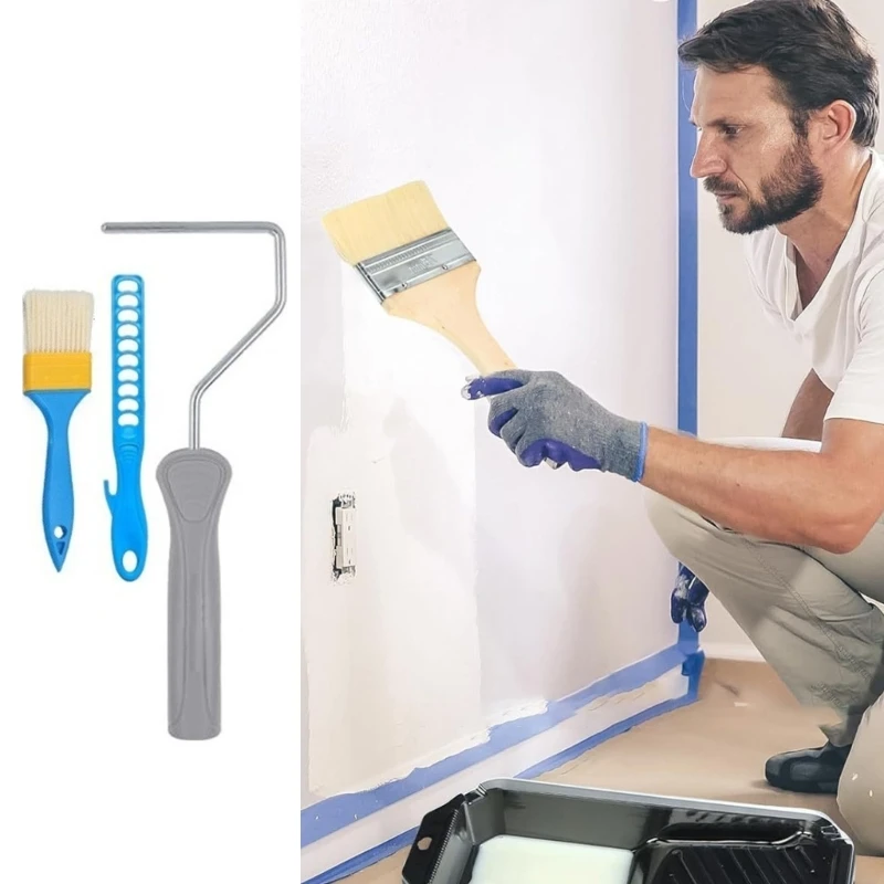 Portable Paint Roller Set Includes Foam and Microfiber Rollers for Wall