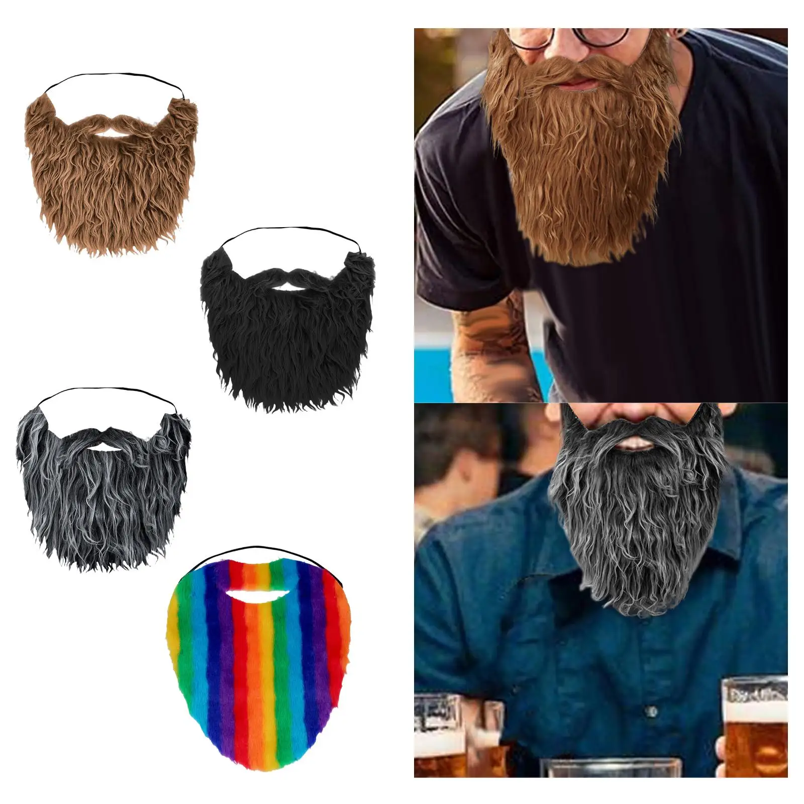 Halloween Beard Realistic Funny Adjustable Elastic Rope Facial Hair Accessories for Men Makeup Disguise Party Festival Halloween Beard Realistic Funny Adjustable Elastic Rope Facial Hair Accessories for Men Makeup Disguise Party Festival