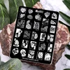 NICOLE DIARY Leaves Flower Nail Art Stamping Plates Drawing Template Geometric Stripe Line 3D Image Stencil Mold Printing Tools 2