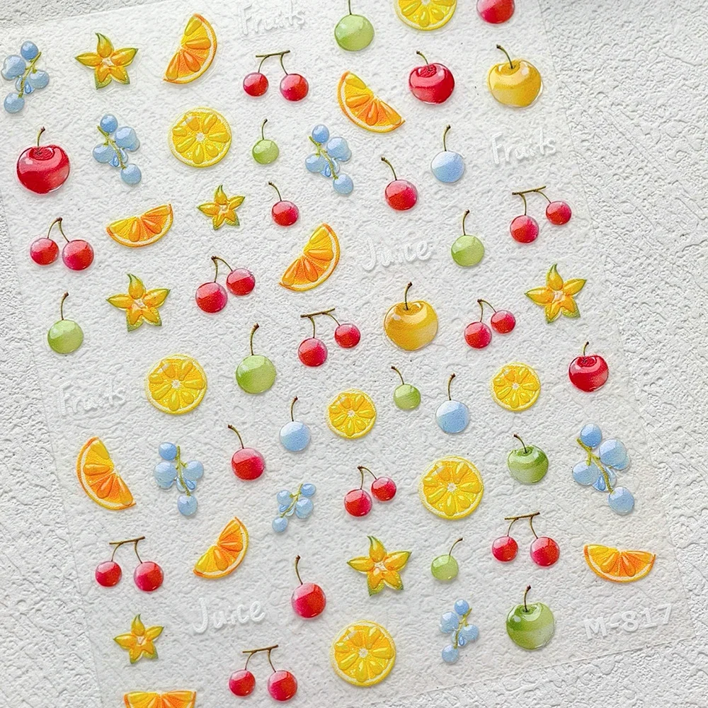 Vibrant Kawaii Apple Nail Art Stickers - Sweet & Cute Self-Adhesive Decals
