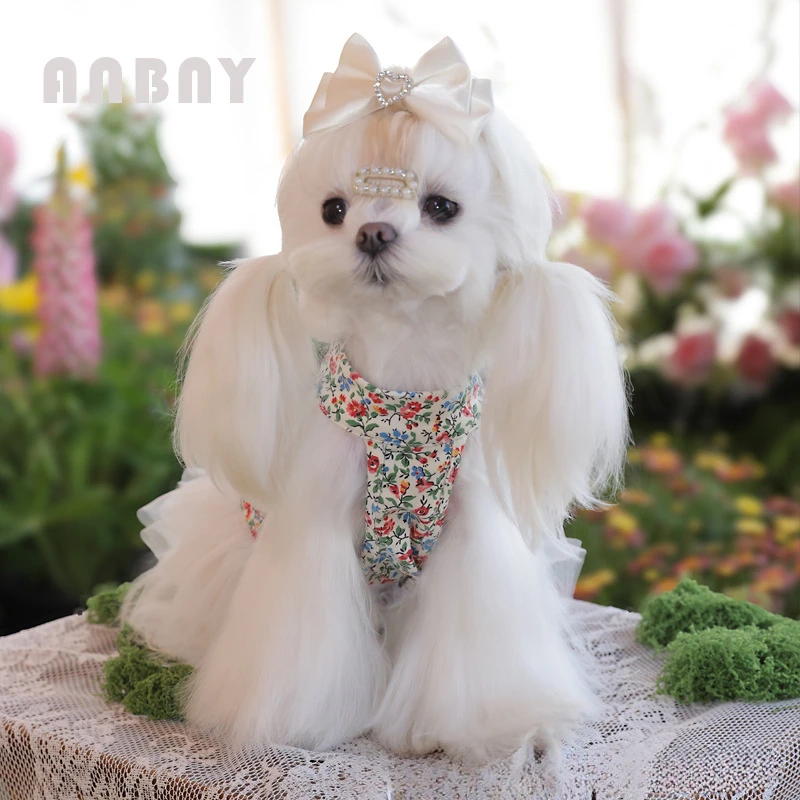 Pet clothes spring new pastoral floral thin dog summer vest Shih Tzu poodle small dog