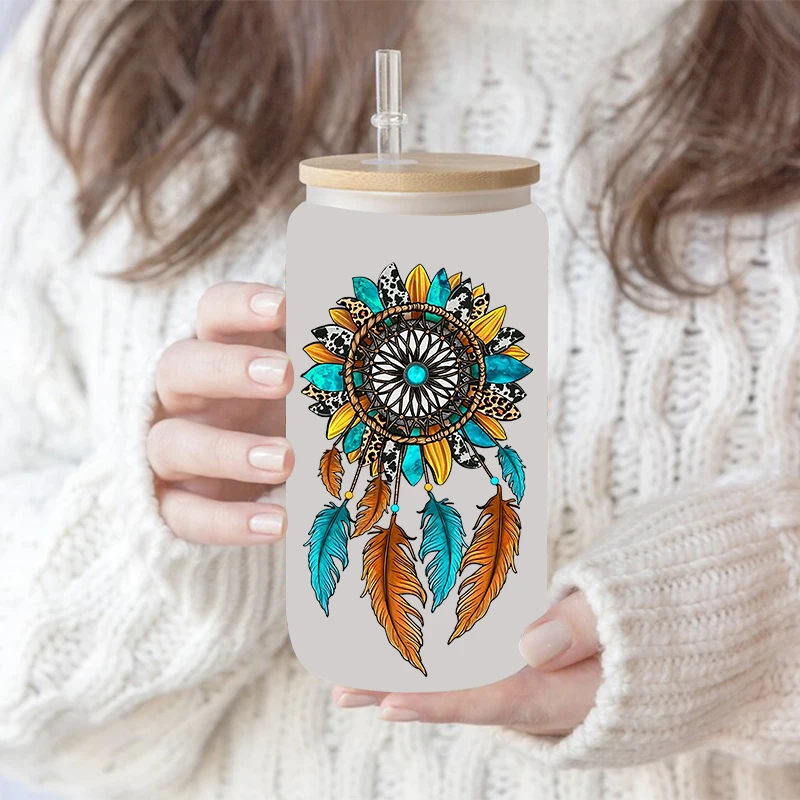 UV DTF Transfer Sticker Flowers Sunflower For The 16oz Libbey Glasses Wraps Bottles Cup Can DIY Waterproof Decals D3829