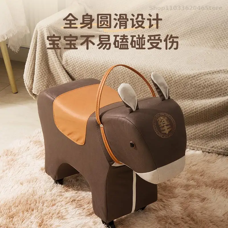 Little Donkey Pet Stool Living Room Decoration Universal Wheel Stool Animal Sitting Shoe Changing Children