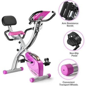Folding Exercise Bike Portable Upright Adjustable Backrest Cycling Recumbent Stationary Bike Slim Indoor Workout Fitness 2