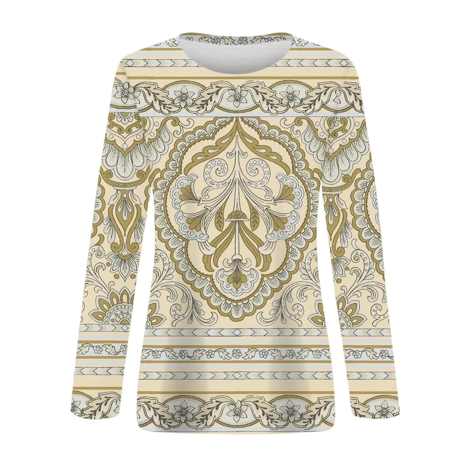 Women'S Fashion Casual Long Sleeve Print Round Neck Pullover Top Blouse Ropa De Mujer Clothes Roupa Feminina Summer Clothes Y2k