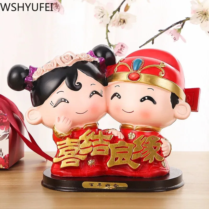 

Chinese Wedding Doll Resin Crafts Ornaments Wedding Gifts Living Room Bedroom Decorations Home Decor Accessories Give Gifts