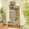 Gray Stone and Brick Water Fountain, 10 L x 19 W x 29 H 1