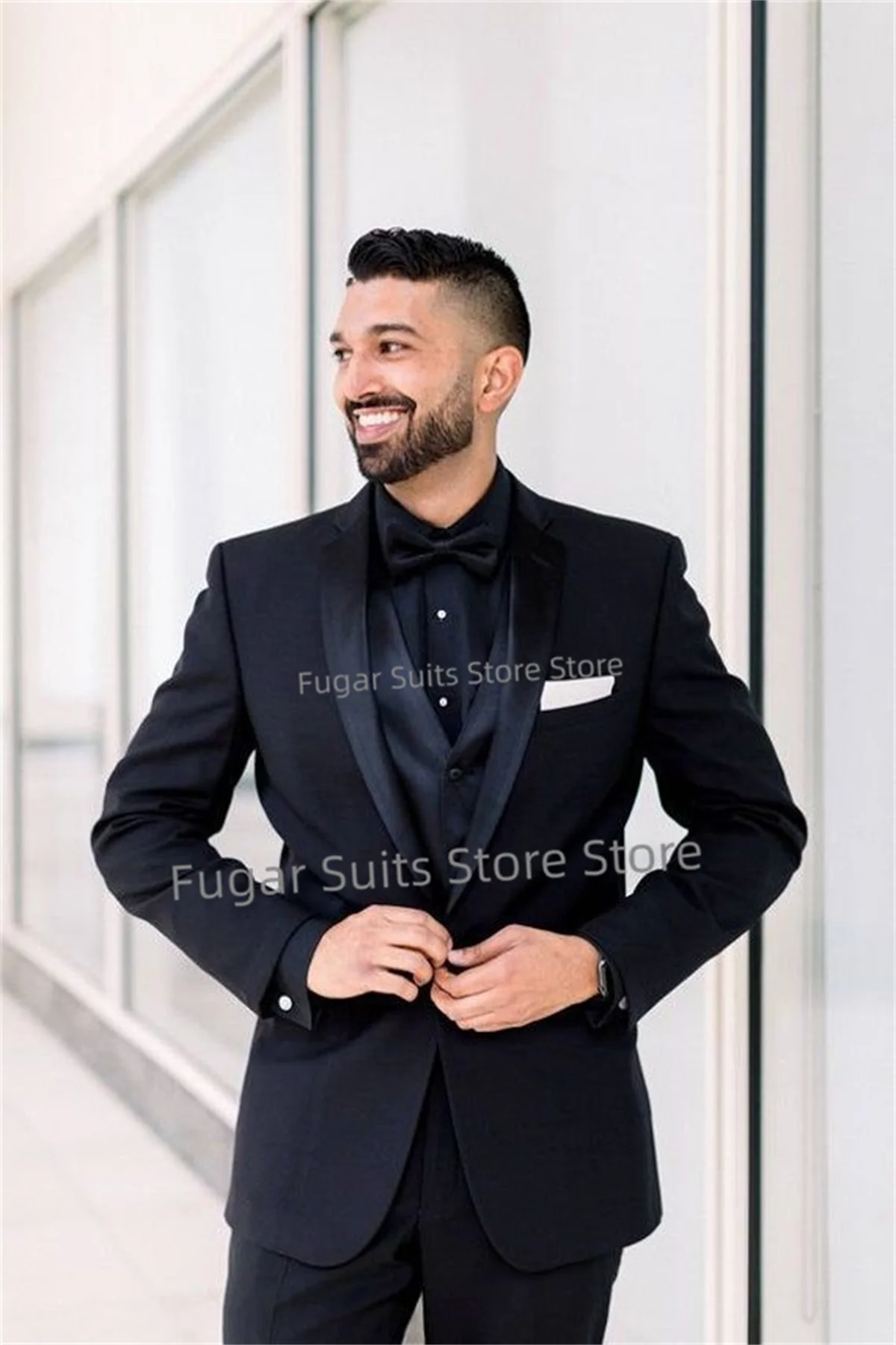 

Fashion Navy Blue Wedding Suit For Men Slim Fit Notched Lapel Groom Formal Tuxedos3Pieces Ste Business Male Blazer Costume Homme