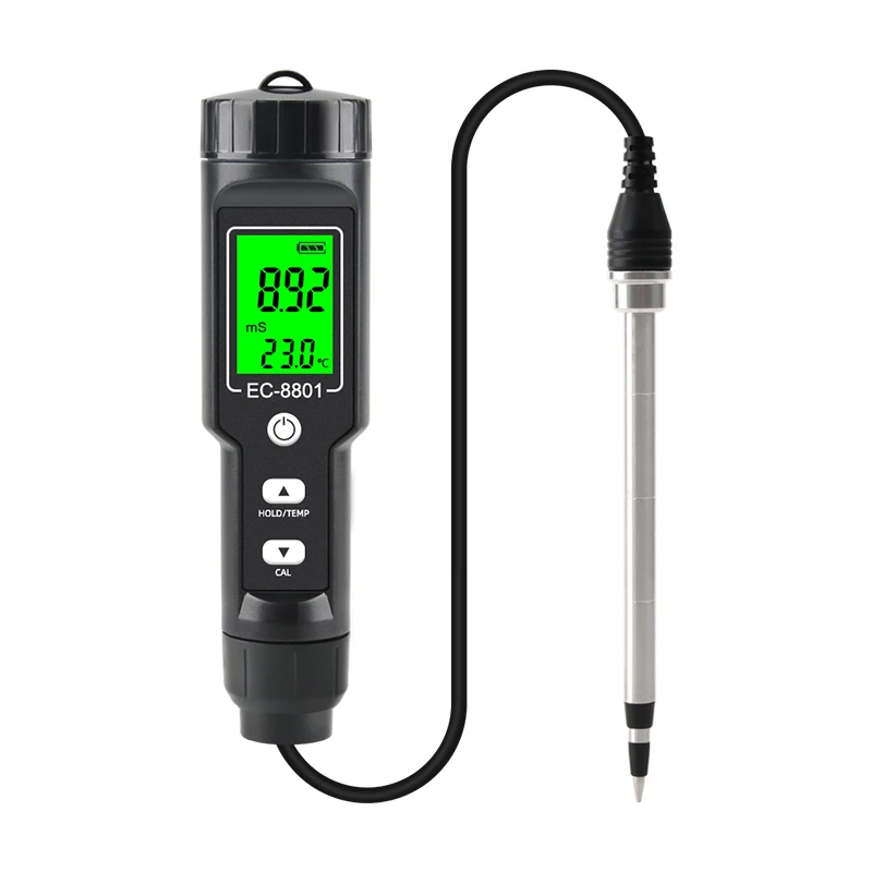 Soil EC Tester 0.00~10.00mS/cm Conductivity Soil EC PH Meter Detachable Probe Au