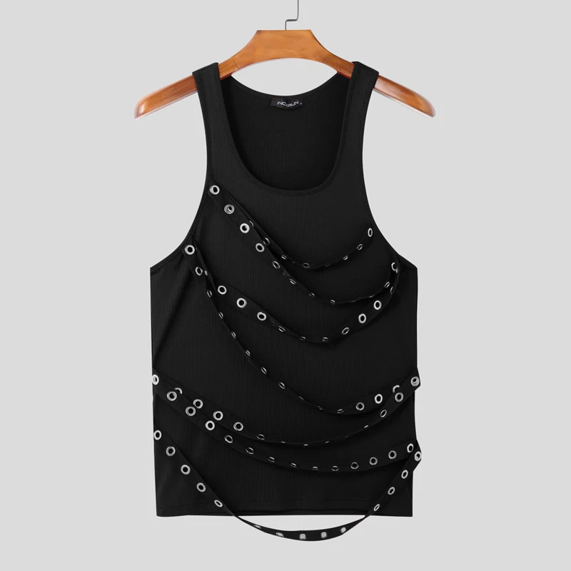 Summer Men Tank Tops Patchwork O-neck Sleeveless Sexy Skinny Male Vests 2025 Streetwear Fashion Men Clothing Tops S-5XL INCERUN