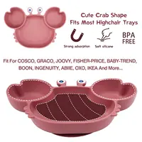 3Pcs/Set Baby Safe Silicone Dining Plate Food Feeding With Spoon Fork Cartoon Children Dishes Prevent Tipping Over And BPA Free 2