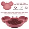 Baby Safe Silicone Dining Plate Suction Cartoon Children Dishes Feeding Toddler Training Tableware Kids Cartoon Crab 3-Grid Tray 3