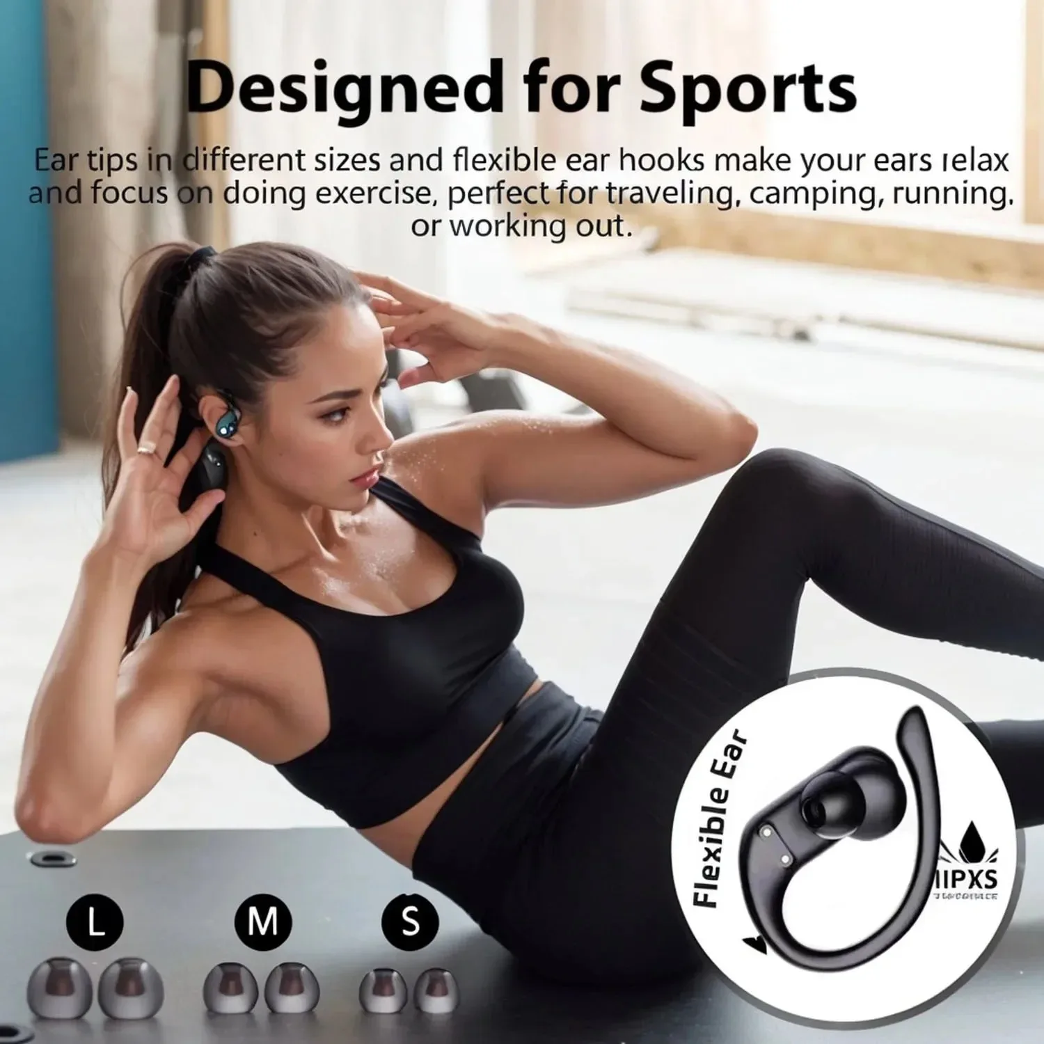 Wireless Bluetooth A520 Ear Hanging Earphones with High Definition Stereo Touch High Quality Sweatproof Gaming Music Low Latency 6