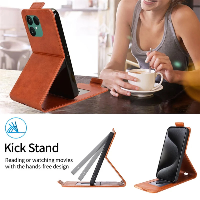 Anti-Fall Flip Vertical Case - Retro Skin-Friendly Full Cover with Card Holder