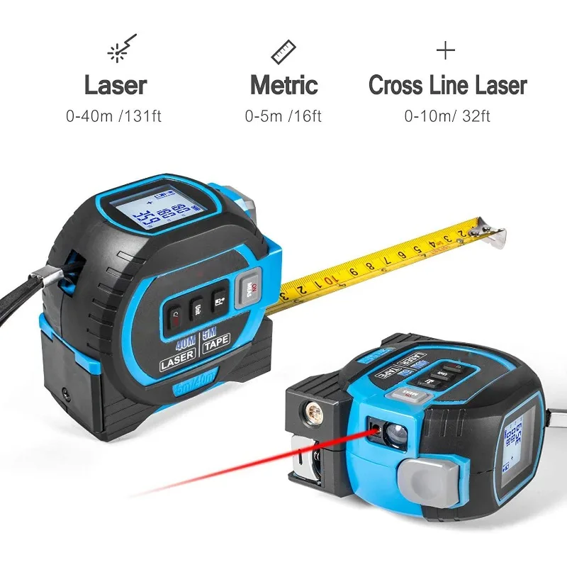 Medidor de distancia láser, cinta métrica, telémetro Digital, ruleta  electrónica, regla de cinta inoxidable de 5m