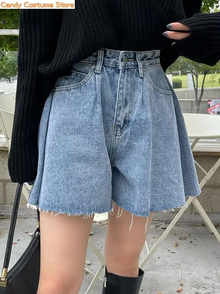 

Summer Denim Shorts Jean Shorts Women High Waist Baggy Wide Leg Flare Short Jeans Casual Vintage Korean Style Y2K