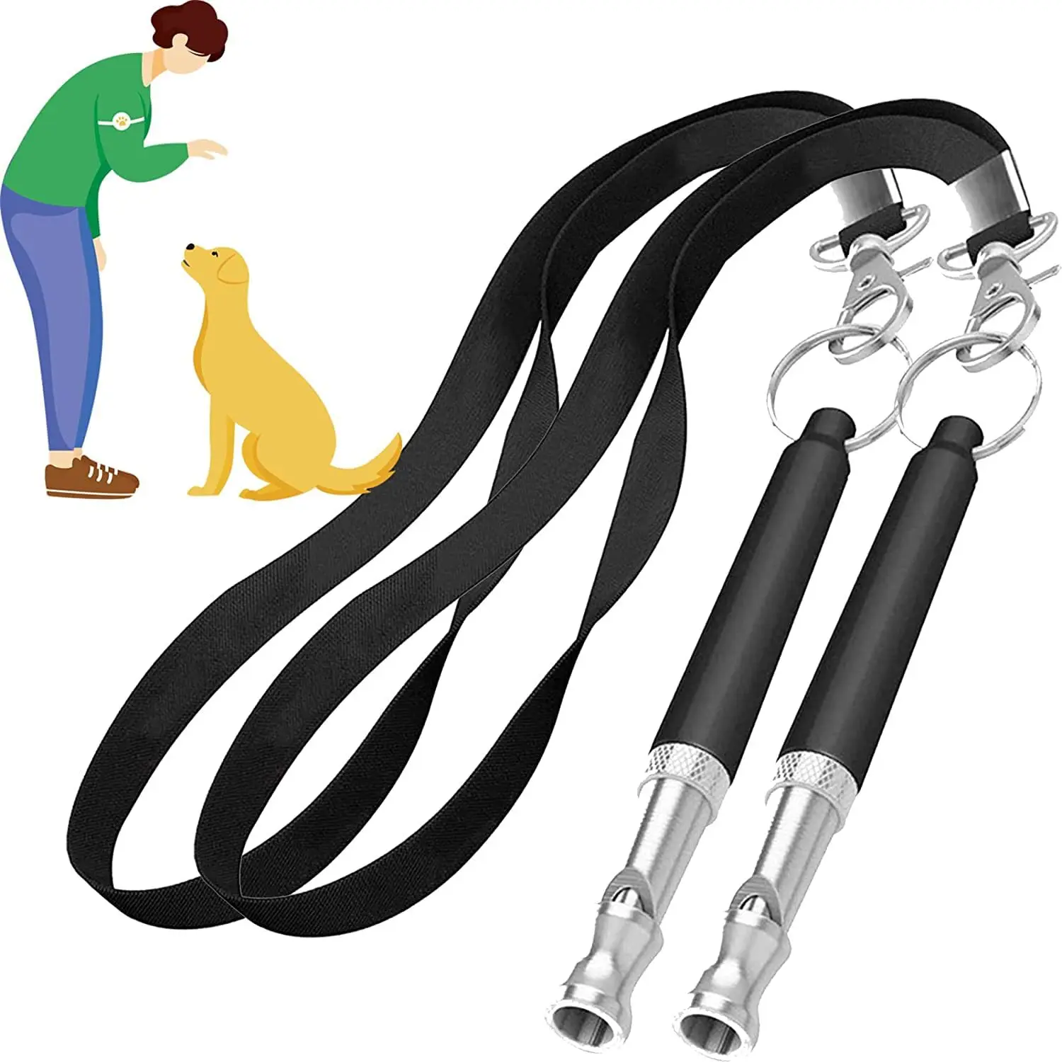 Ultrasonic Dog Training Whistle Pet Dog Training Obedience Whistle Set for Small Medium Large Dogs