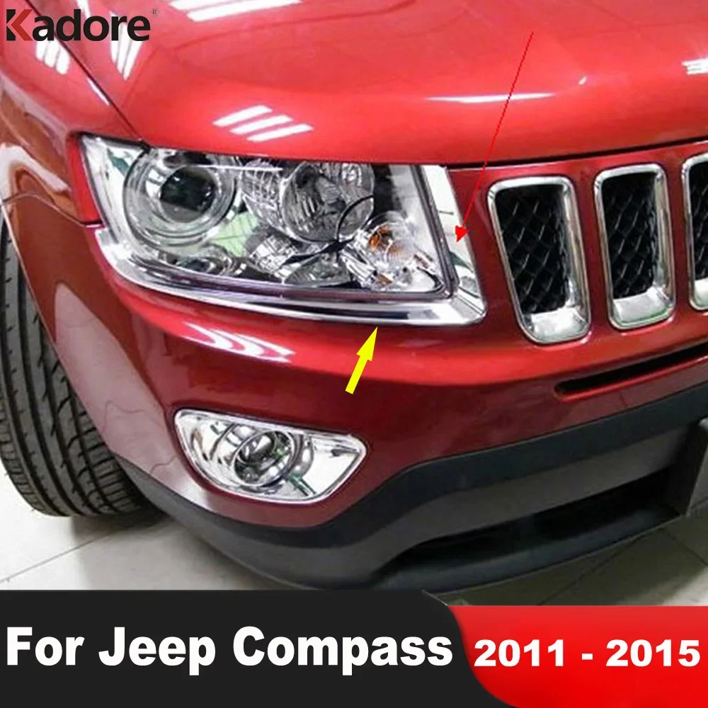 

Car Accessories For Jeep Compass 2011 2012 2013 2014 2015 Chrome Front Head Light Lamp Eyebrow Cover Trim Headlight Eyelid Strip