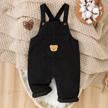 Winter Corduroy Overalls Warm Fluffy Baby Toddler Cartoon Decorated Loose Fit Home Out ection Windproof door Cold Prot Warm 1