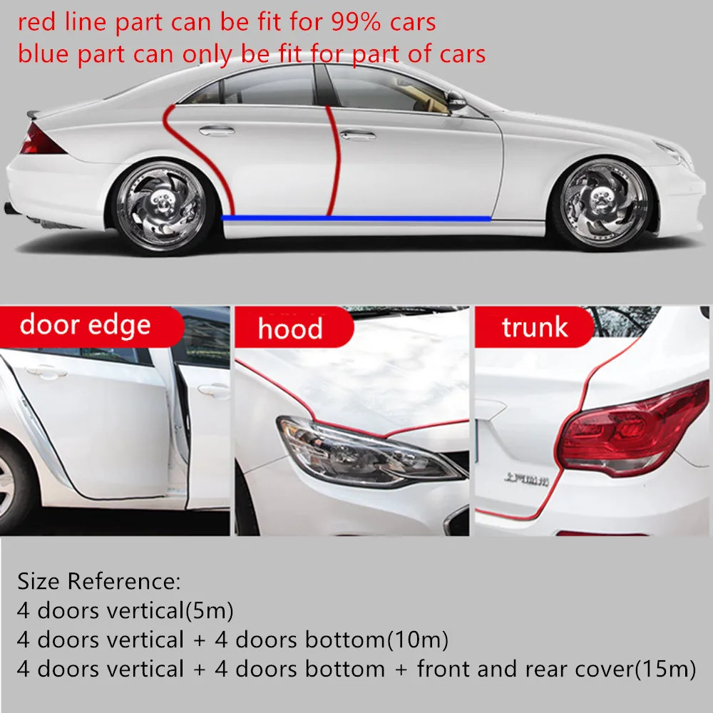 Universeller Autotür-Kantenschutz, Schutzstreifen für Motorhaube und Kofferraum, Auto-Styling-Dichtungsstreifen, Kratzschutz-Zierleiste – Detail 1