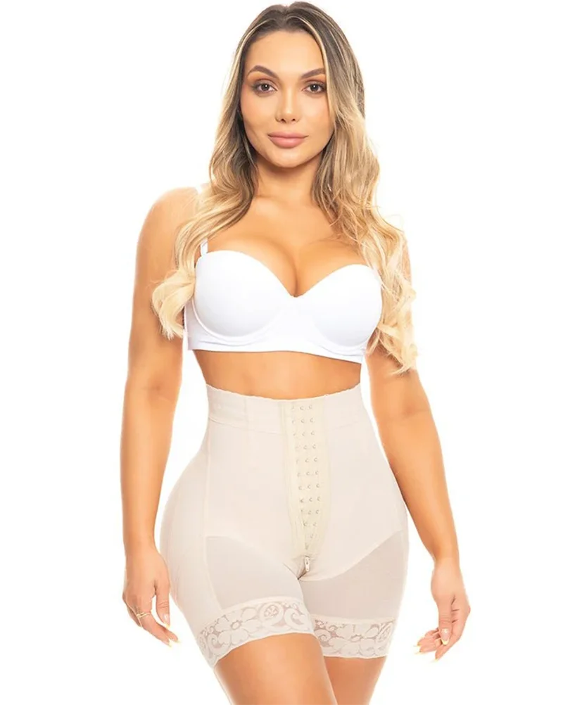 Multicolour High Waist Flat Belly Belt Stretch Shapewear Push Up Shorts With 3 Rows Of Bootylicious Enhancement Snaps