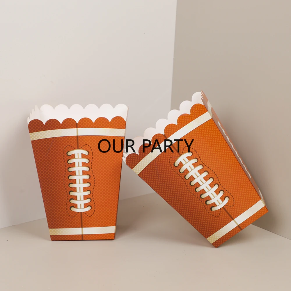 12 Stück Fußball Basketball Popcorn Box Baseball Rugby Snack Süßigkeiten Verpackungsboxen für Jungen Sport Thema Geburtstag Hochzeit Party Dekor – Detail 6