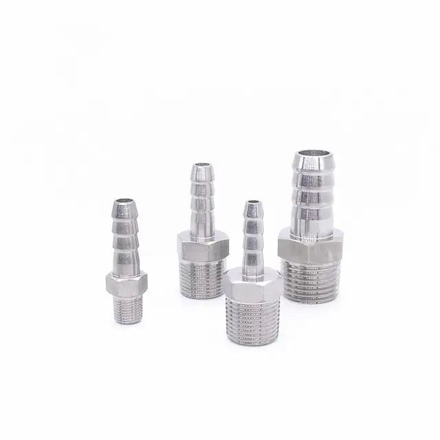 Product Description: 6mm 8mm 10mm 12mm 14mm 16mm 19mm Hose Barb x M10 M12 M14 M16 M18 M20 Male Thread 304 Stainless Steel High Pressure Pipe Fitting