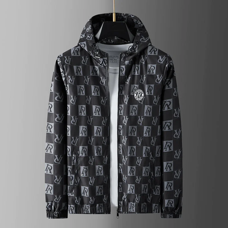 

Luxury brand Hooded jacket men's 2023 spring Autumn New Korean fashion slim fit youth personalized printing coat