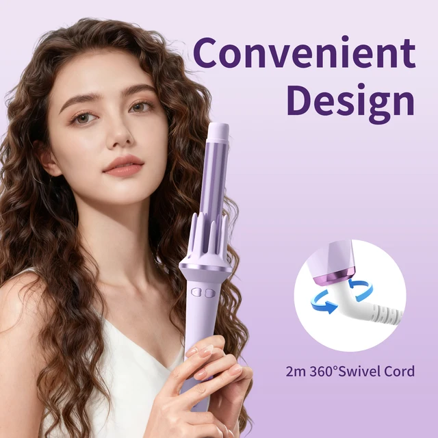 Fer à boucler automatique avec moteur à induction intelligent, anti-emmêlement, sans brûlure, chauffe rapide, outil de coiffure à domicile 1