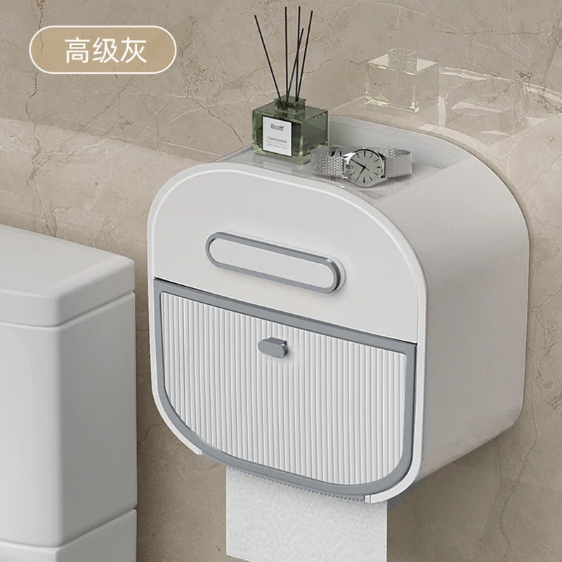 Bathroom Toilet Paper Holder No Drill Storage Waterproof and Super Load-bearing Multi-function wall mounted toilet paper boxz