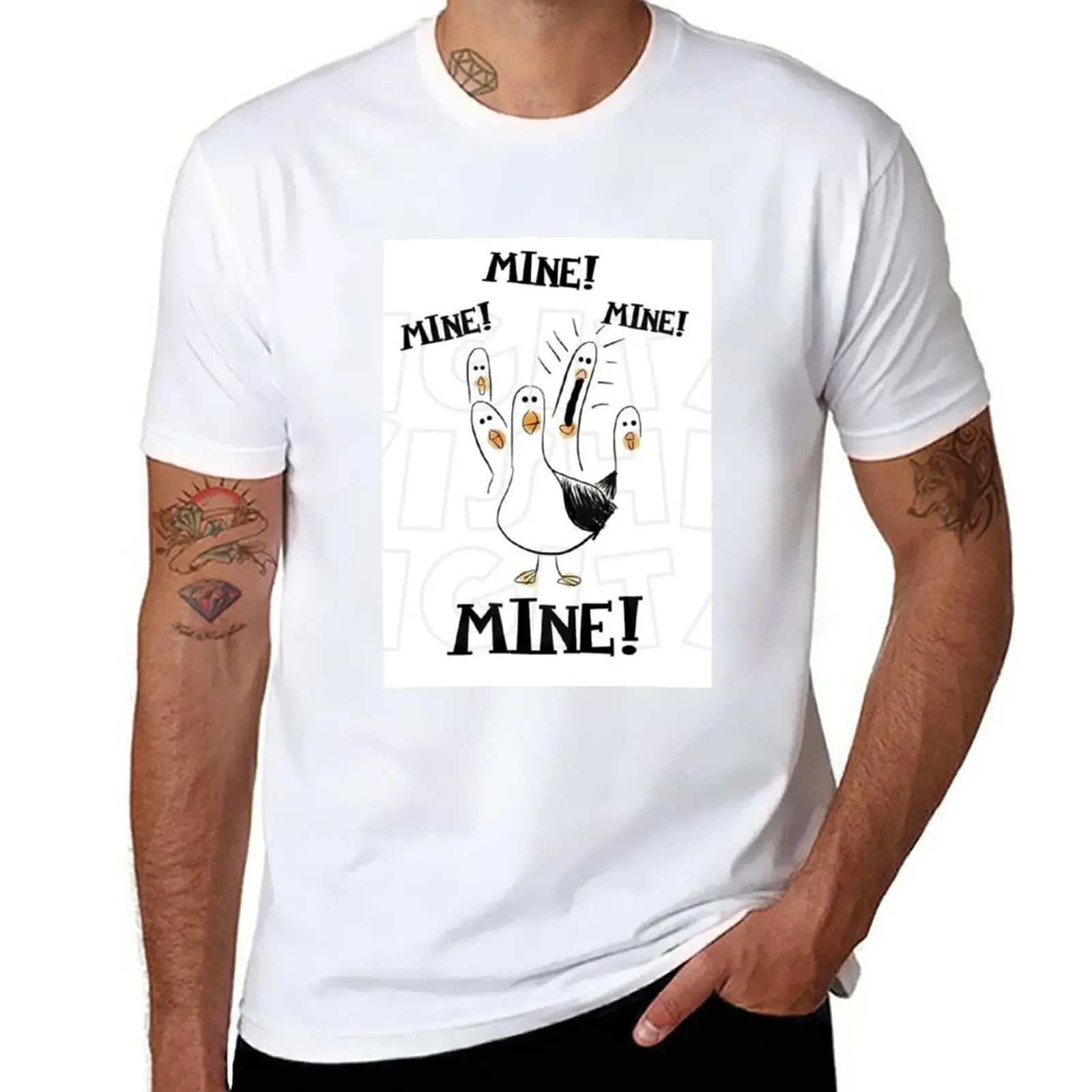 Nemo Seagull 'Mine!'Maglietta Divertente Grafica Magliette Carine Magliette Personalizzate Per Uomo