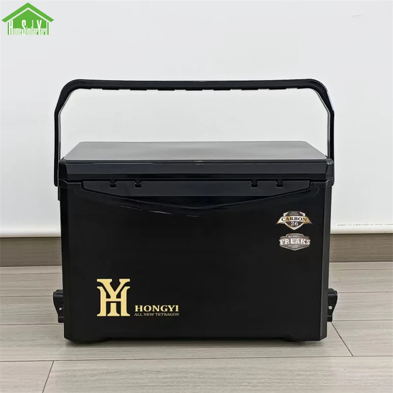 26L Black Camping Cooler Box Picnic Fishing Large Portable Keep Cold Box 10-72H Insulation Food Storage Self-Driving Truck